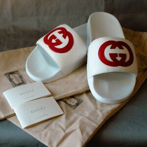 Gucci Nappa Samoa / Miro Soft Monogram Slide Sandals